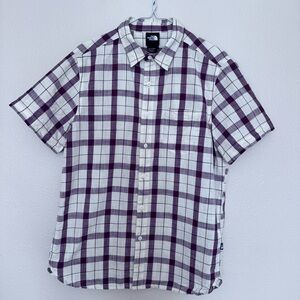 The North Face Plaid Short Sleeve Shirt - Maroon and White